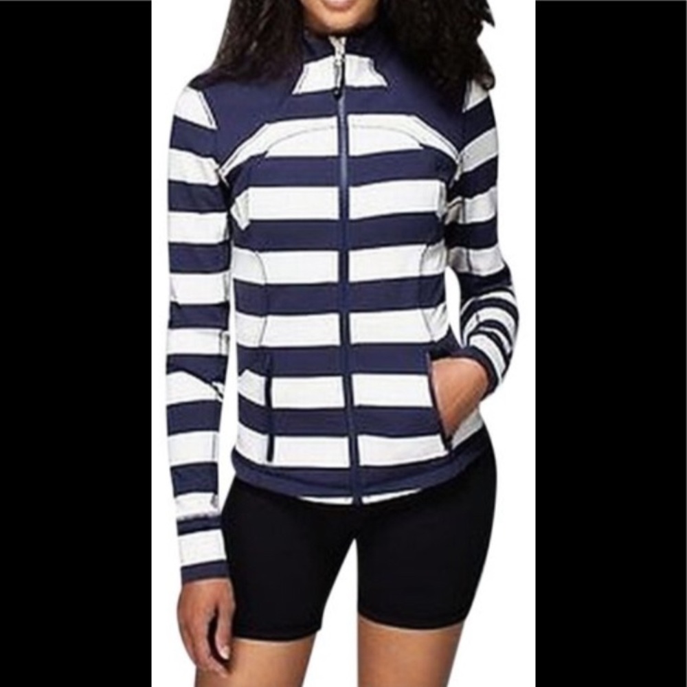 Lululemon Forme Jacket *cuffins Steep Stripe Cadet Blue Horizontal/ Cadet Blue